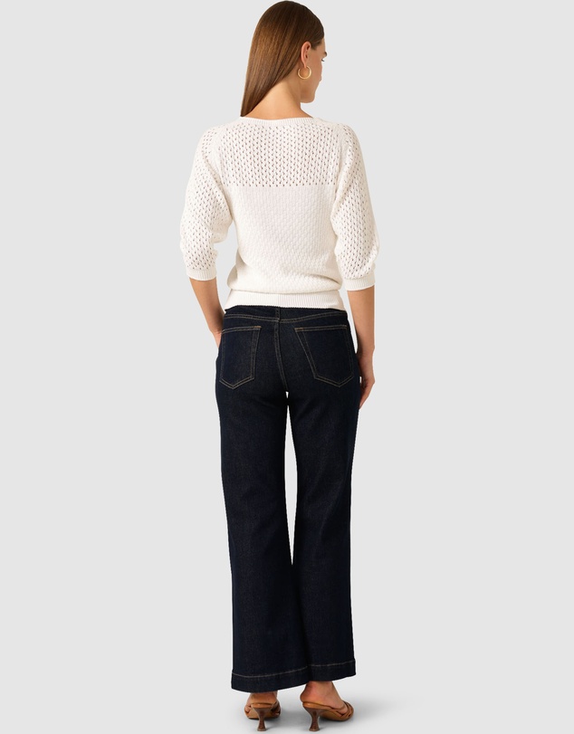SACHA DRAKE - 3/4 Sleeve Ripple Knit Top