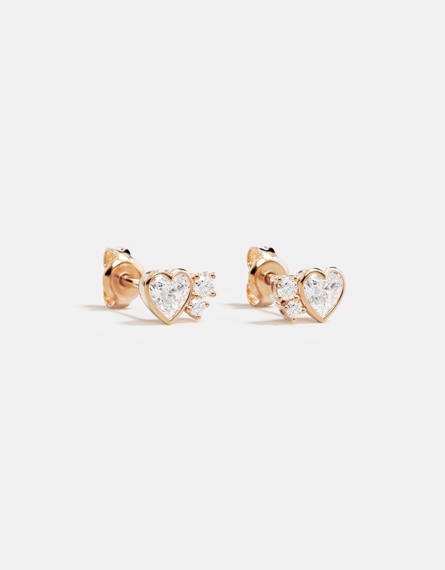 By Charlotte - Dream Lover Heart Stud Earrings