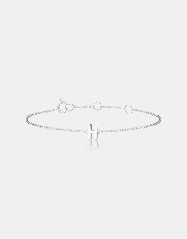 The Silver Collective - Children's A-Z Letter Bracelet Silver - H