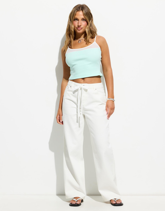 Dazie - Seattle Mid Rise Tie Front Baggy Jeans