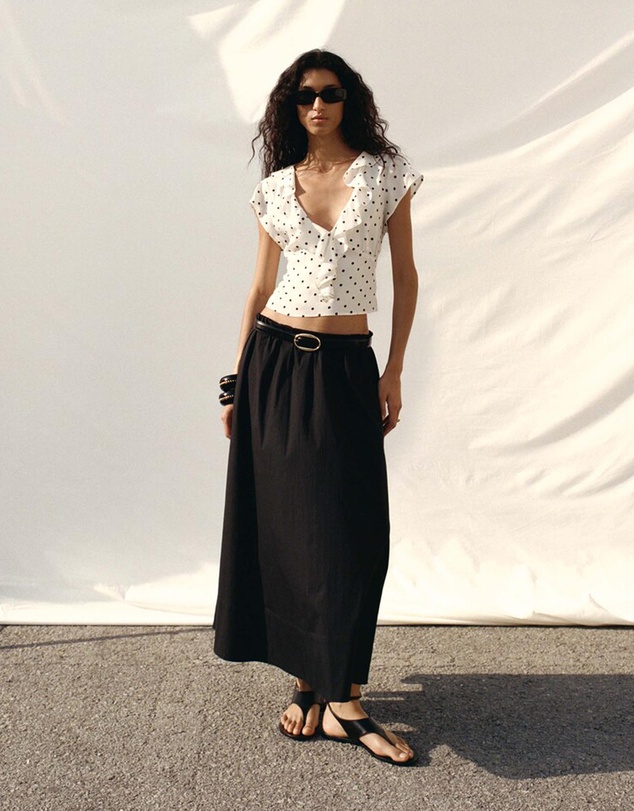 M.N.G - Polka-Dot Blouse With Ruffles