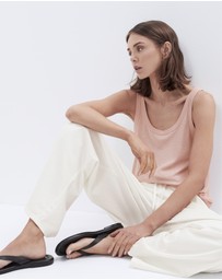 UNISON - Linen Blend Scoop Neck Tank