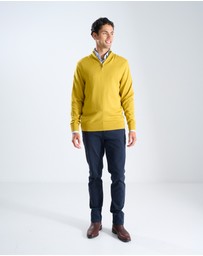 3 Wise Men - 3 Wise Men Harvey Zip Neck Merino Knit - Mustard