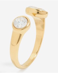 Lovisa - Waterproof Gold Plated Stainless Steel Oval & Round Cubic Zirconia Open Ring