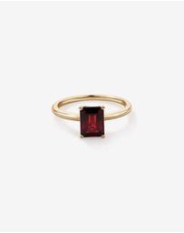Michael Hill - Emerald Cut Red Garnet Gemstone Solitaire Ring in 10kt Yellow Gold