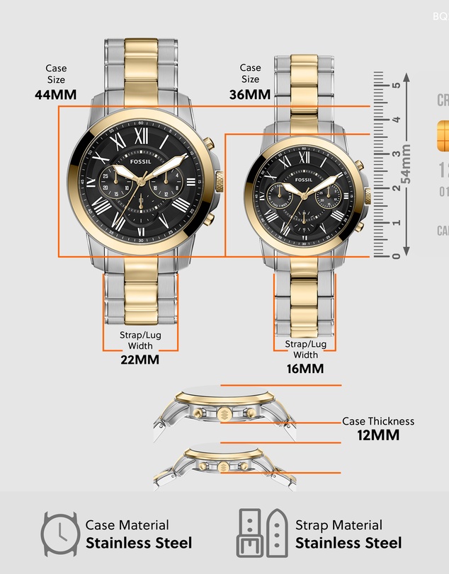 Fossil - Grant Two Tone Chronograph Watch