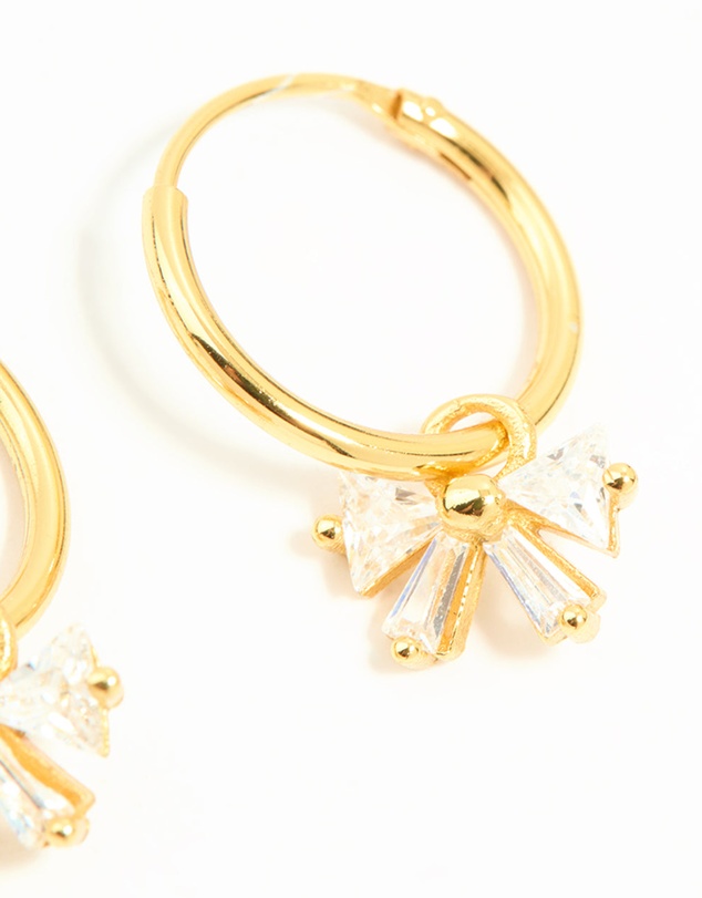 Lovisa - Gold Plated Sterling Silver Cubic Zirconia Bow Huggie Earrings