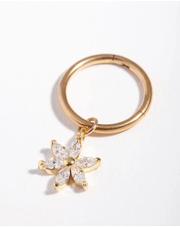 Lovisa - Gold Surgical Steel Cubic Zirconia Flower Belly Ring