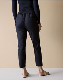 Trenery - Stretch Linen Blend Pull On Pant in Night Sky