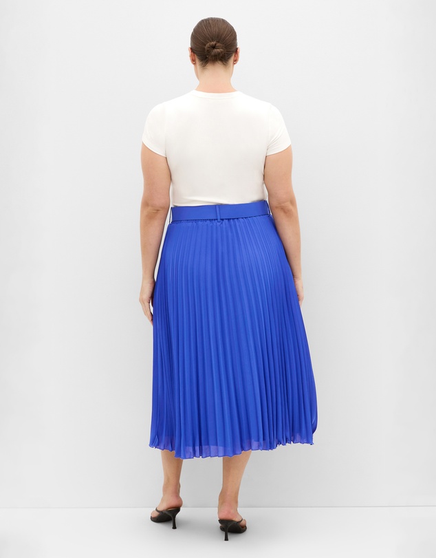 City Chic - Plus size Petra Pleat Midi Skirt - cerulean