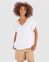 CAMIXA - Martina Linen V-Neck T-shirt
