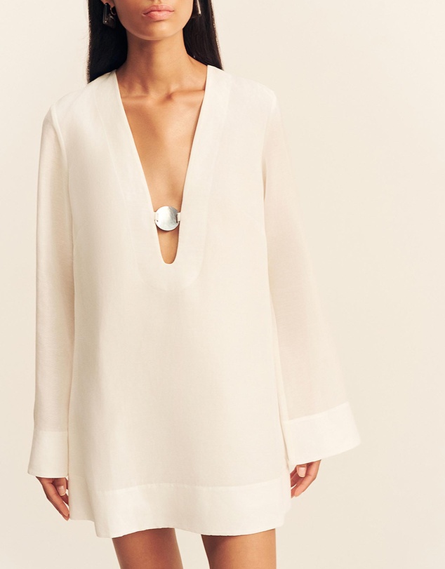 Shona Joy - Paloma Plunged Long Sleeve Mini Dress