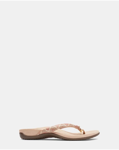 Vionic - Bella Toe Post Sandal - Chevron Dusty Pink