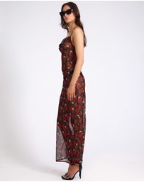 ONE TEASPOON - Flower Jagger Slip Maxi Dress - Red