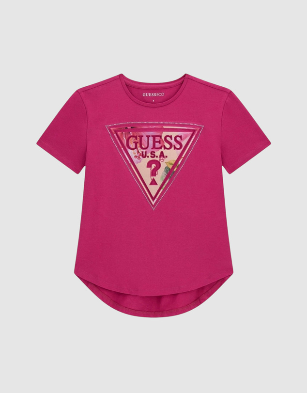GUESS - High Low Logo Short Sleeve T-Shirt