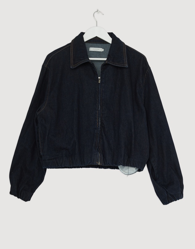 Revibe - Repaired Minima Esenciales Mara Bubble Hem Denim Bomber Jacket - AU 10