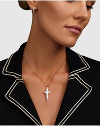 Nialaya Jewellery - Pearl Cross Chain Necklace