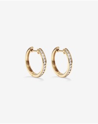 Michael Hill - 0.25 Carat TW Channel Set Round Brilliant Diamond Huggie Hoop Earrings in 10kt Yellow Gold