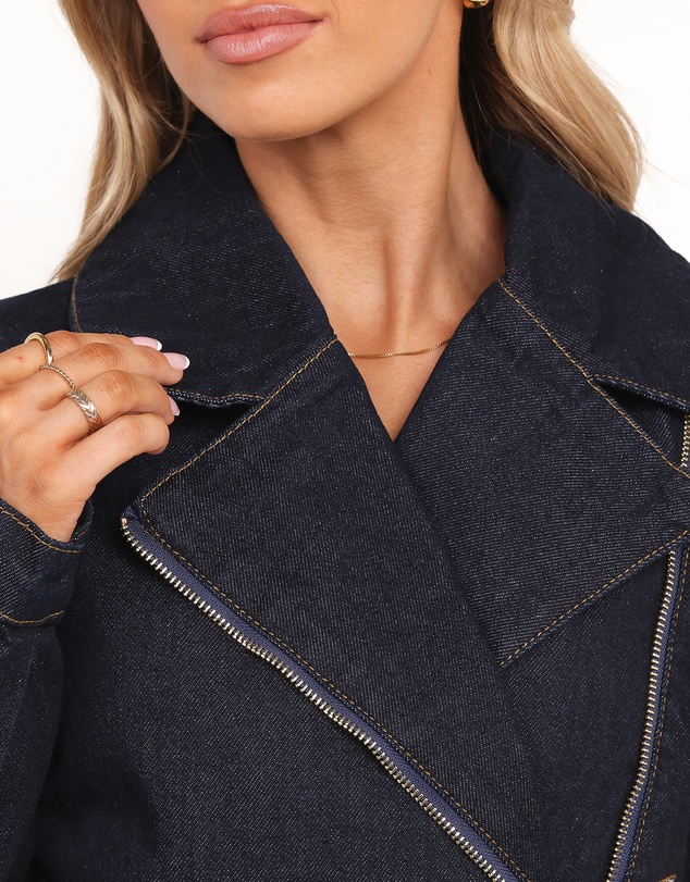 Petal & Pup - Mira Denim Moto Jacket - Dark Indigo