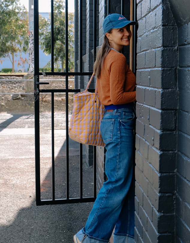 Mosey Me - Kumquat Bloom Seersucker Quilted Bag