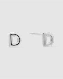 Wanderlust + Co - Alphabet Bubble Silver Stud Earrings - Letter D