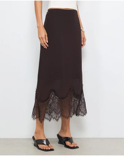 AERE - Alina Lace Trim Slip Skirt
