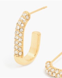 Lovisa - Waterproof Gold Plated Stainless Steel Diamante Half Oval Hoop Earrings