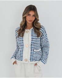 Esther & Co - Aica Cardigan - Blue Print