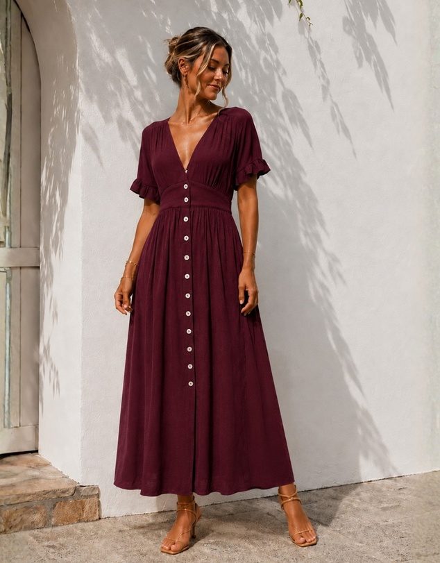 Esther & Co - Korbela Dress - Bordeaux