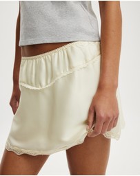 Cotton On - Estelle Satin Lace Slip Mini Skirt