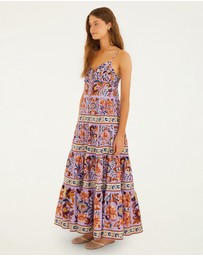 Farm Rio - Sleeveless Tiered Maxi Dress