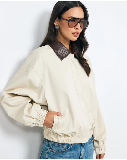 AERE - Ella Contrast Bomber Jacket