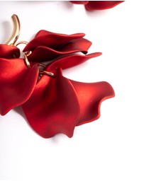 Lovisa - Red Coated Petal Huggie Earrings