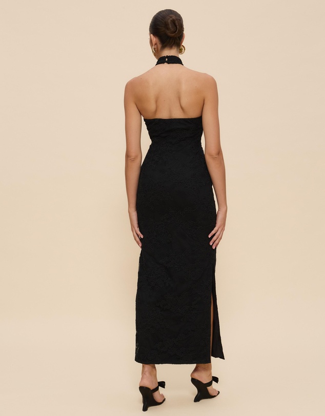 CHANCERY - Lara Lace High Neck Halter Maxi Dress