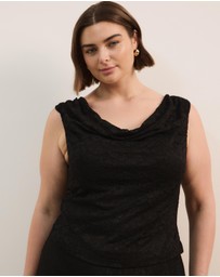 Atmos&Here Curvy - Lydia Cowl Neck Stretch Lace Top