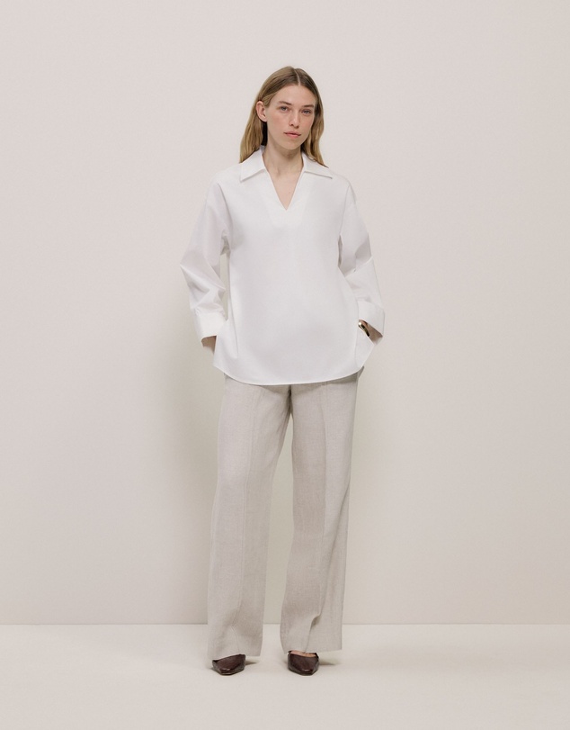 Trenery - Yarn Dyed Linen Pintucked Pant in Flax