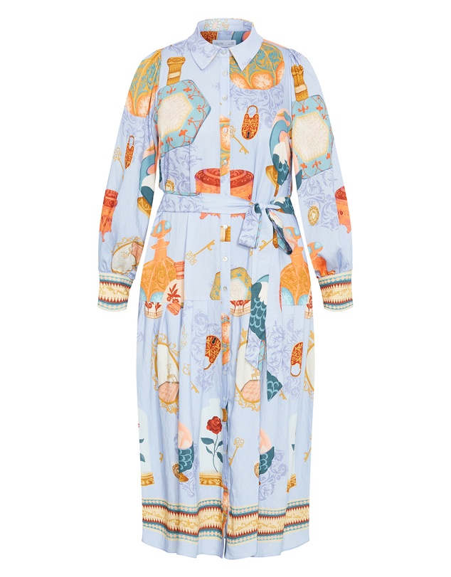 City Chic - Plus size Stella Beauty Print Maxi Dress - baby blue