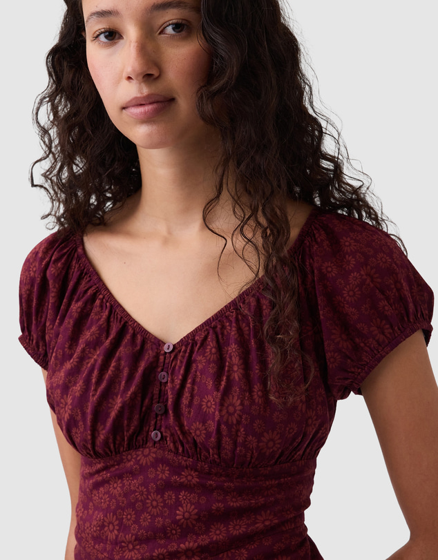 GAP - SS V-Neck Button Maxi Dress