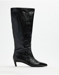 AERE - Nara Knee High Heeled Leather Boots