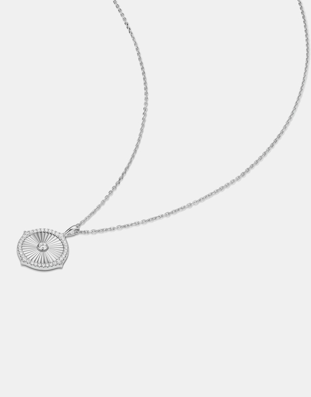 Ania Haie - Ania Haie Silver Diamond-Cut Sunny Disc Necklace