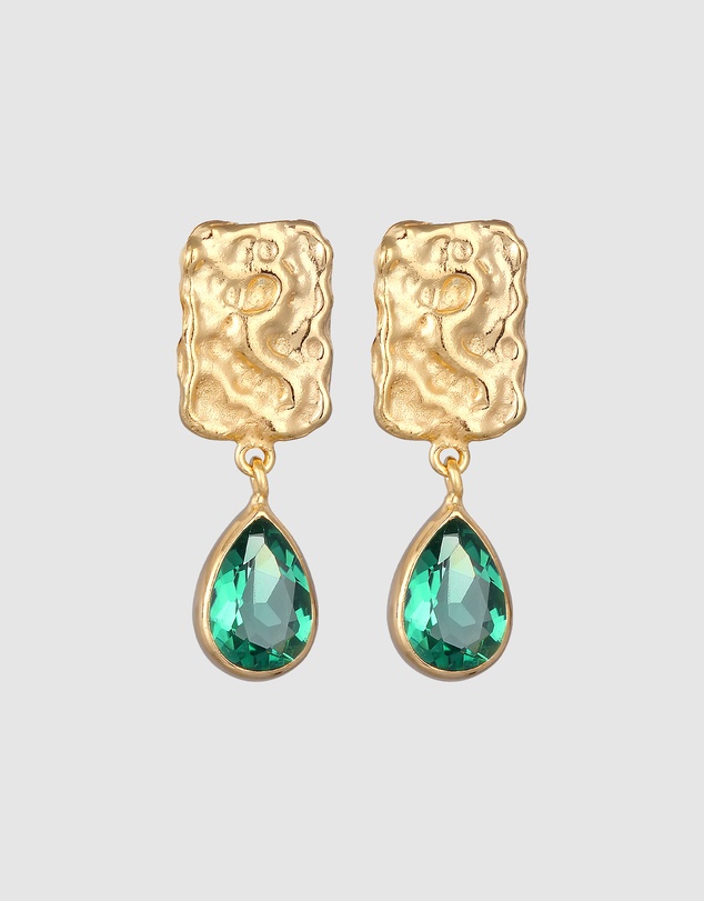 Elli Jewelry - Quartz Teardrop Stud Earrings in Gold-Plated 925 Silver