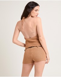 Alice In The Eve - Clara Metallic Knit Halter Top