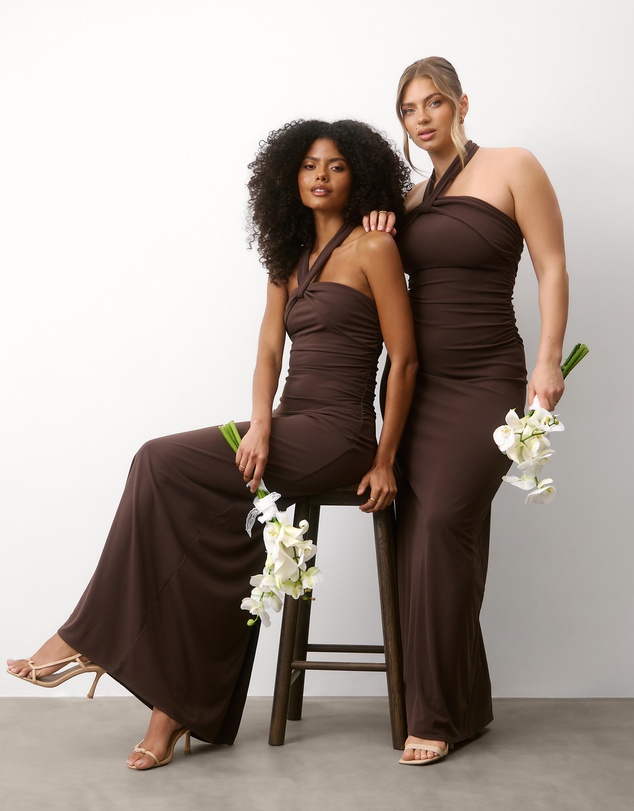 Six Stories - Halter Neck Stretch Sculpt Bridesmaid Dress