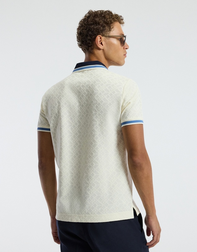 Calibre - Striped Trim Monogram Polo Cream