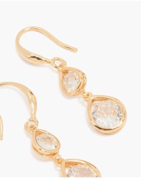Lovisa - Gold Plated Double Cubic Zirconia Hook Earrings