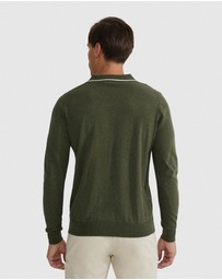 Oxford - Reiss Tipping Collar Long Sleeve Knit Polo