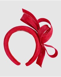 Max Alexander - Red Sinamay Bow Racing Fascinator Headband