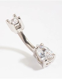 Lovisa - Titanium Diamante Pear Belly Bar