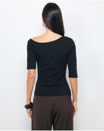 AERE - Off Shoulder Ribbed T-Shirt