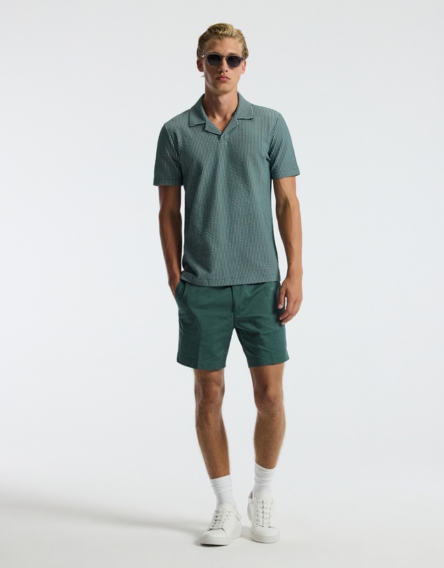 Calibre - Striped Seersucker Knit Polo Sea Green